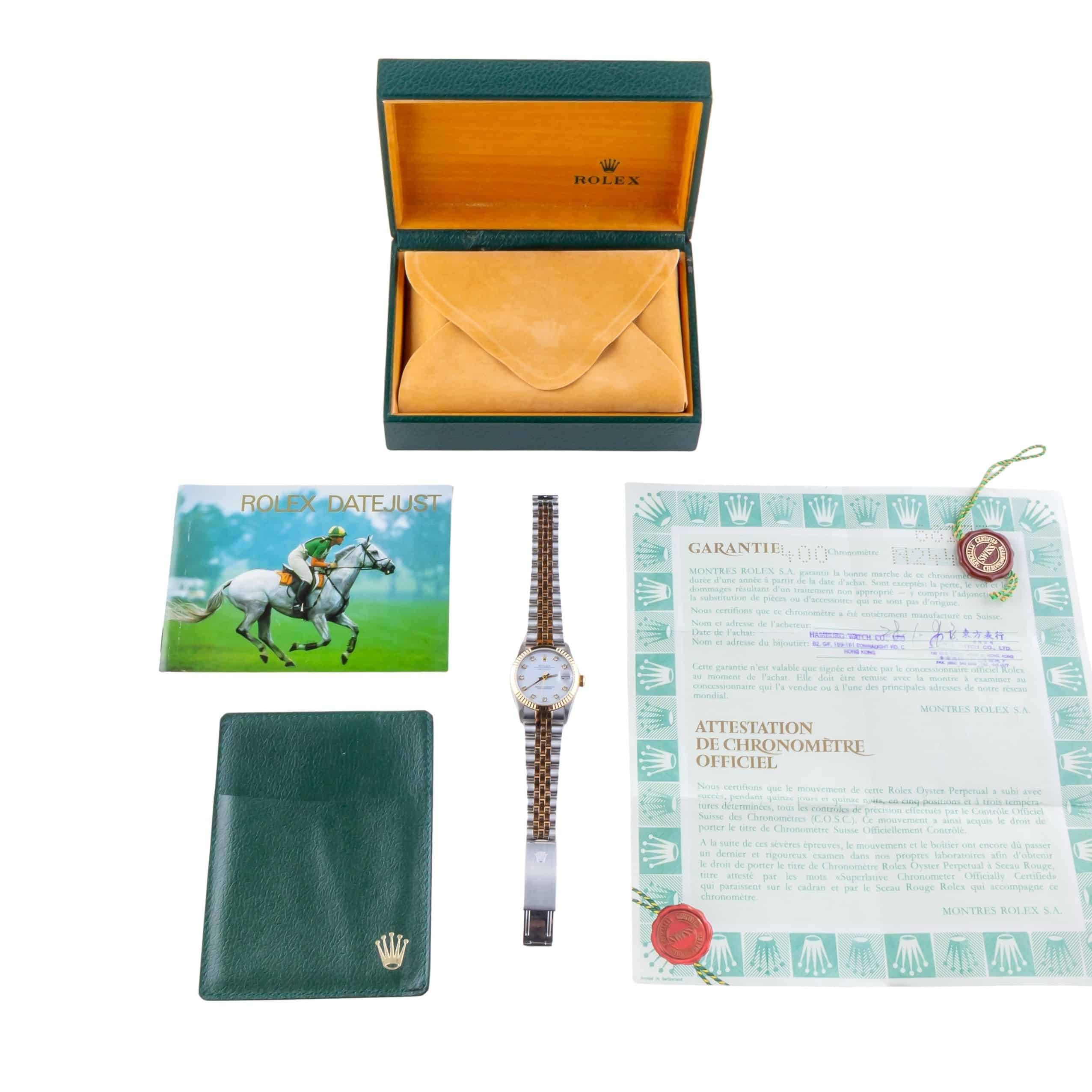 Rolex Datejust Mid-Size White Diamond 68273 1991 (Full Set) 8 2E0B3617 1CG 3M