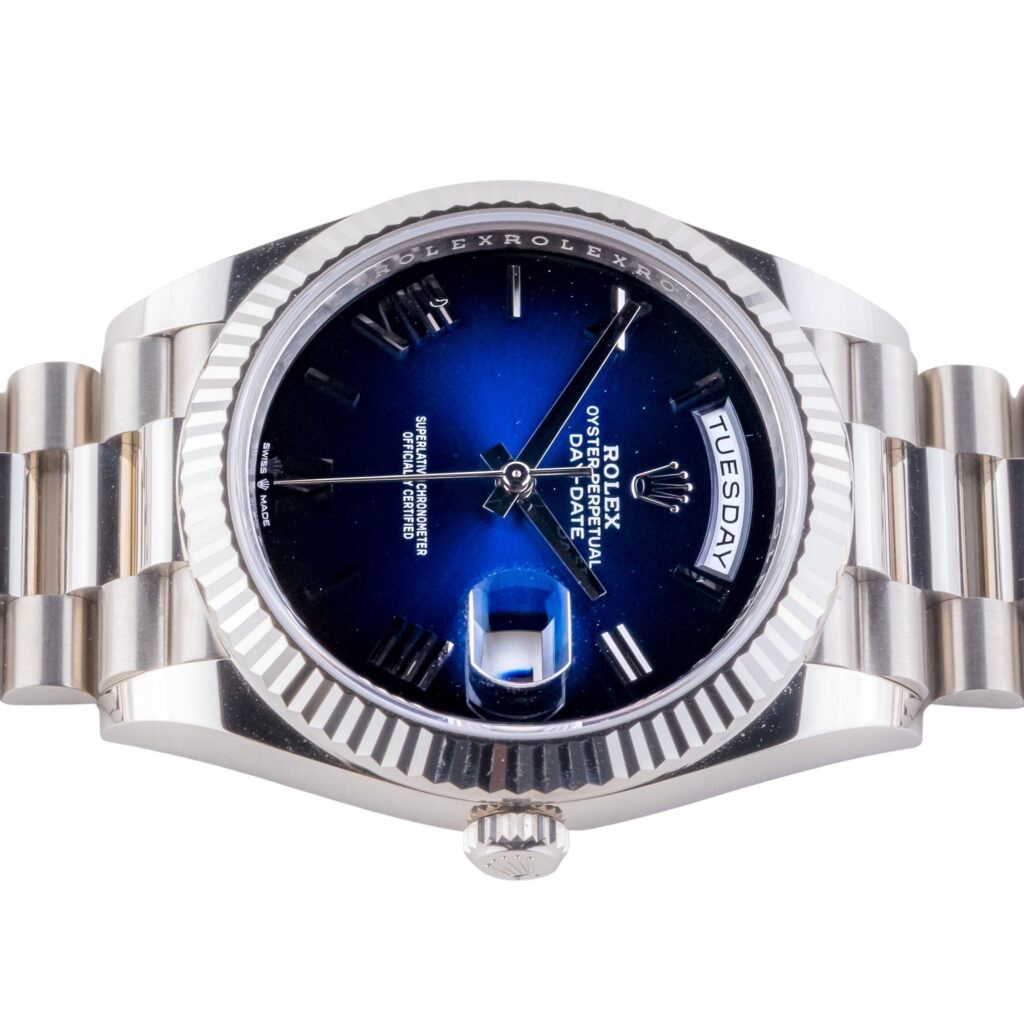 NEW Rolex Day-Date Blue Ombre 228239 2026 (Vollständiger Satz) 12 2E0B3730 1CG 3M Langedyk Vintage Watches