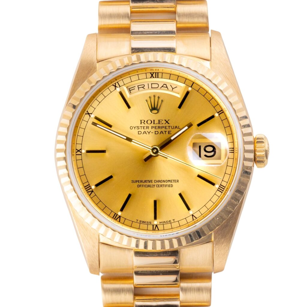 Rolex Day-Date Champagne 18238 1993 (Vollständiger Satz) 10 2E0B3847 1CG 3M Langedyk Vintage Watches