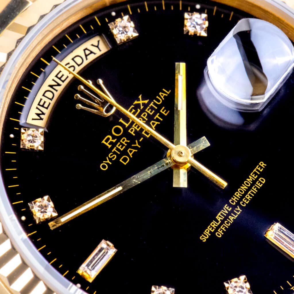 Rolex Day-Date Black Diamond 18238 1988 (Full Set) 11 2E0B3860 1CG 3M Langedyk Vintage Watches