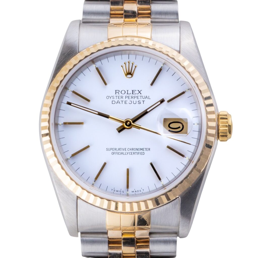 Rolex Oyster Perpetual Datejust White 16233 1989 (Vollständiger Satz) 10 2E0B3989 1CG 3M Langedyk Vintage Watches