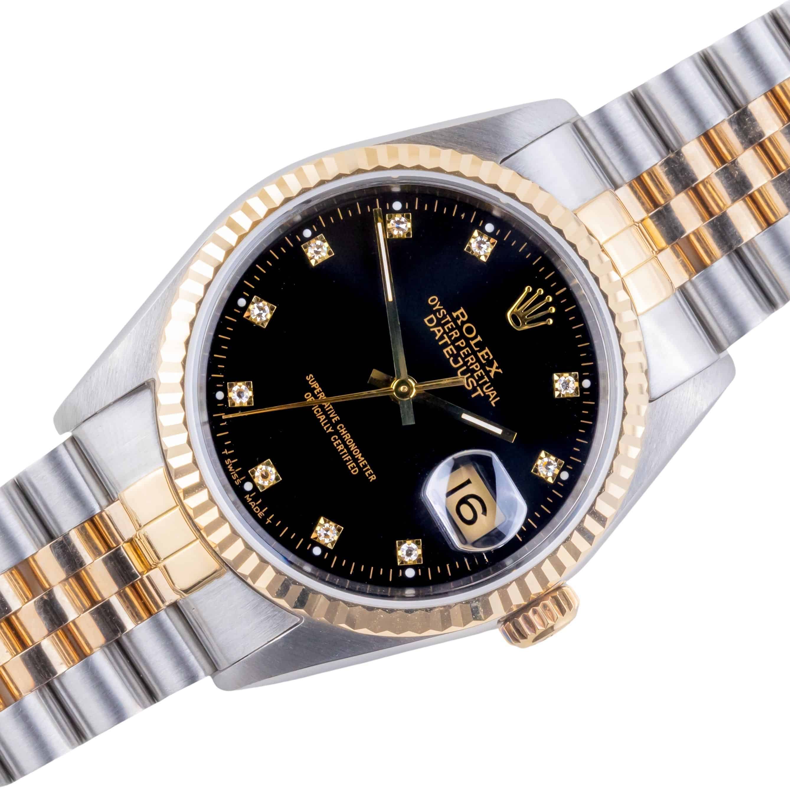 Rolex Oyster Perpetual Datejust Black Diamond 16233 1991 (Vollständiger Satz) 1 rolex-datejust-16233-183
