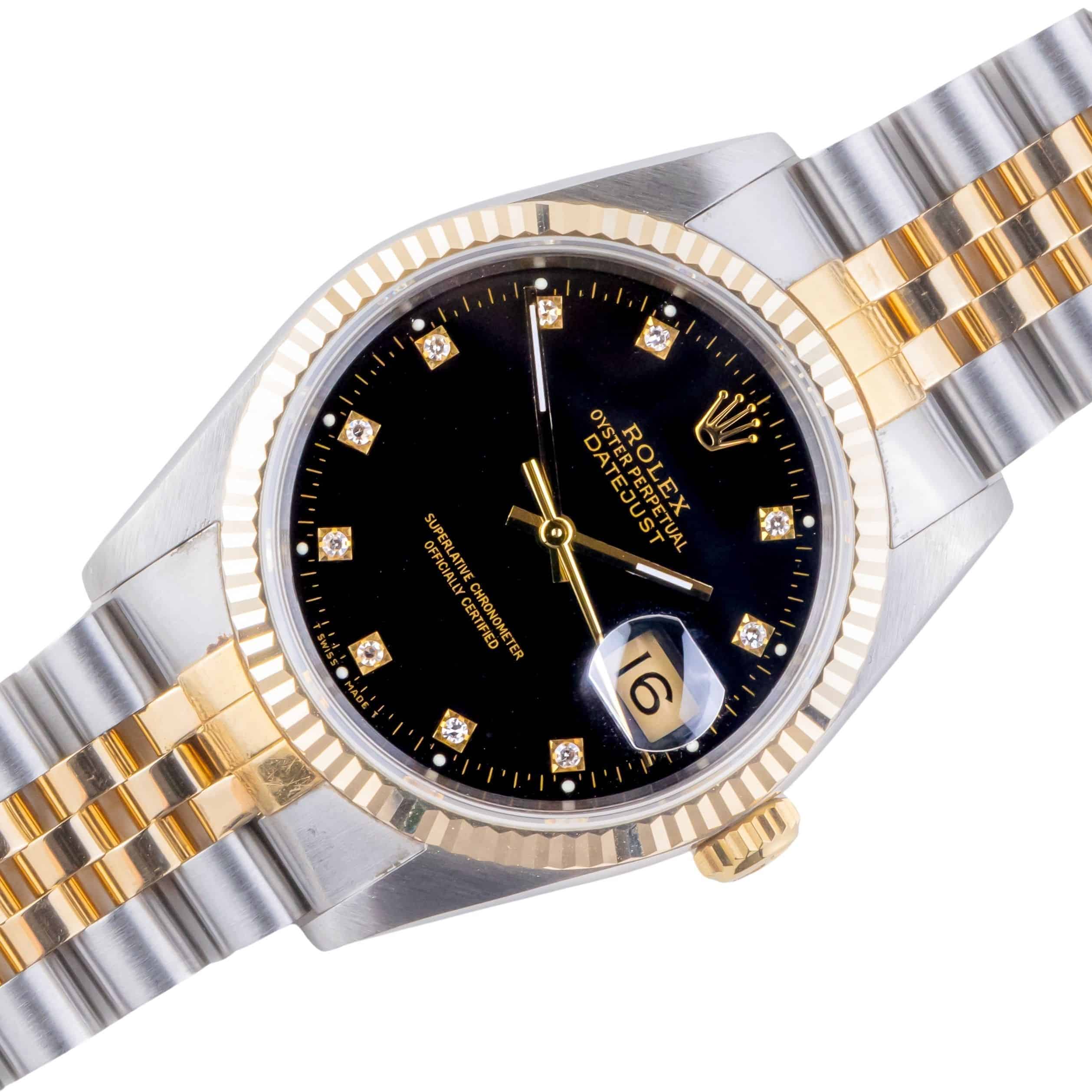 Rolex Oyster Perpetual Datejust Black Diamond 16233 1989 (Vollständiger Satz) 1 rolex-datejust-16233-182