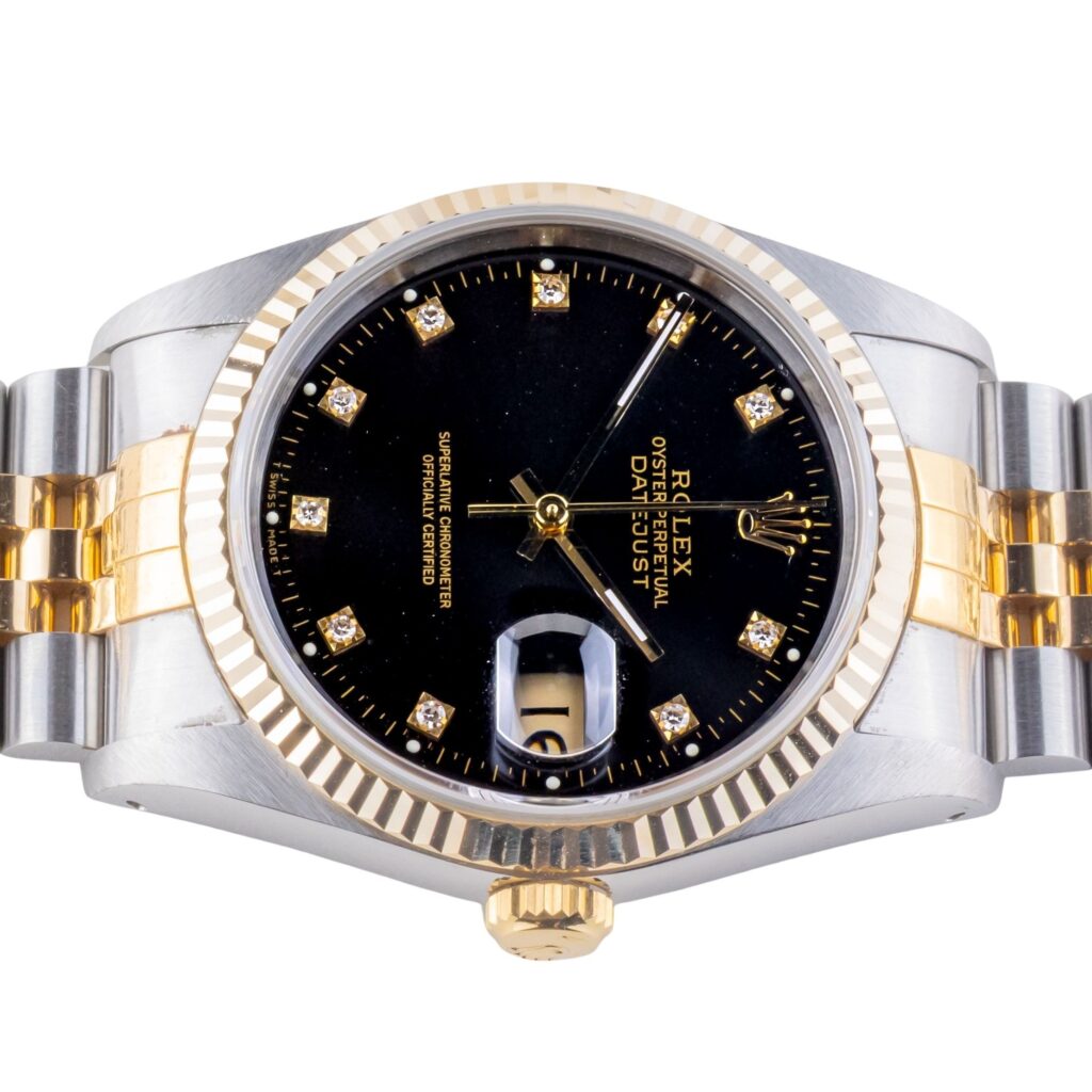 Rolex Oyster Perpetual Datejust Black Diamond 16233 1989 (Vollständiger Satz) 13 2E0B4033 1CG 3M Langedyk Vintage Watches