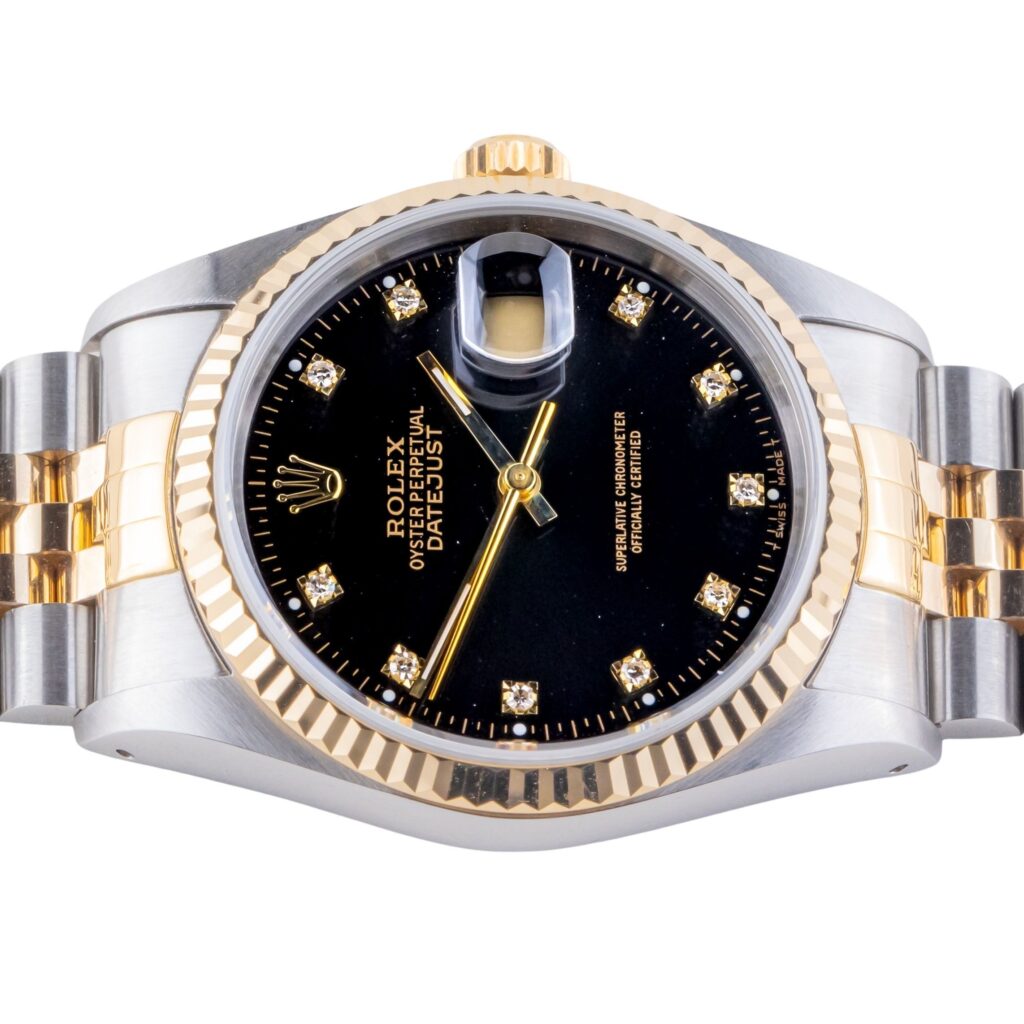 Rolex Oyster Perpetual Datejust Black Diamond 16233 1993 (Vollständiger Satz) 12 2E0B4043 1CG 3M Langedyk Vintage Watches