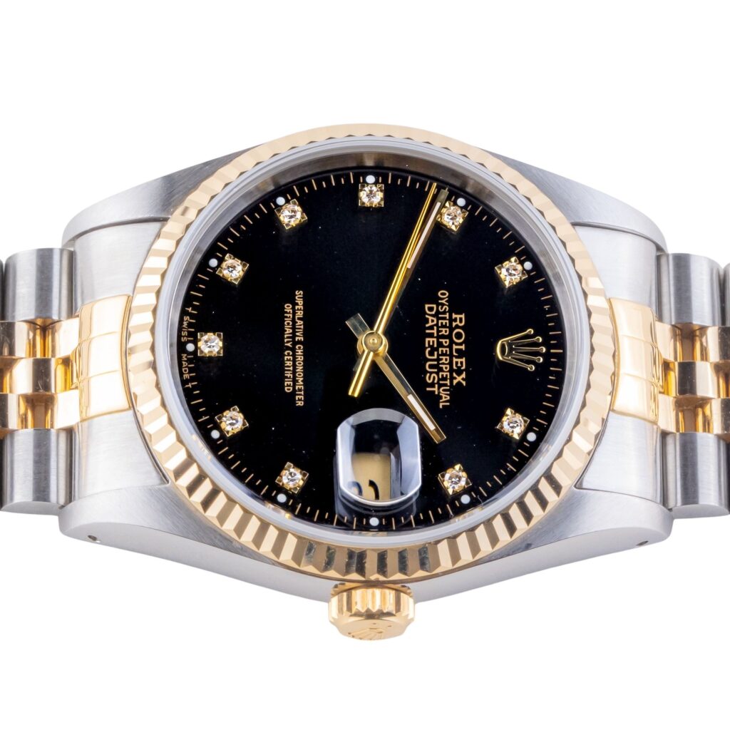 Rolex Oyster Perpetual Datejust Black Diamond 16233 1993 (Vollständiger Satz) 13 2E0B4046 1CG 3M Langedyk Vintage Watches