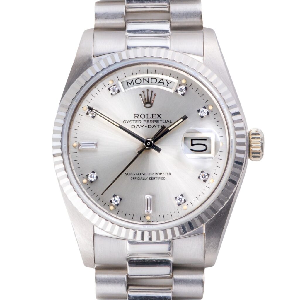 Rolex Day-Date Silver Diamond 18039 1979 10 2E0B4076 1CG 3M Langedyk Vintage Watches