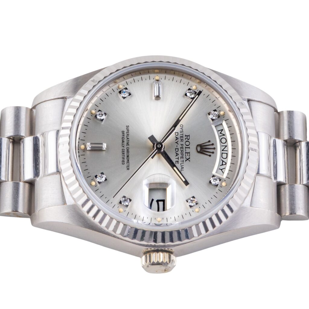 Rolex Day-Date Silver Diamond 18039 1979 13 2E0B4084 1CG 3M Langedyk Vintage Watches
