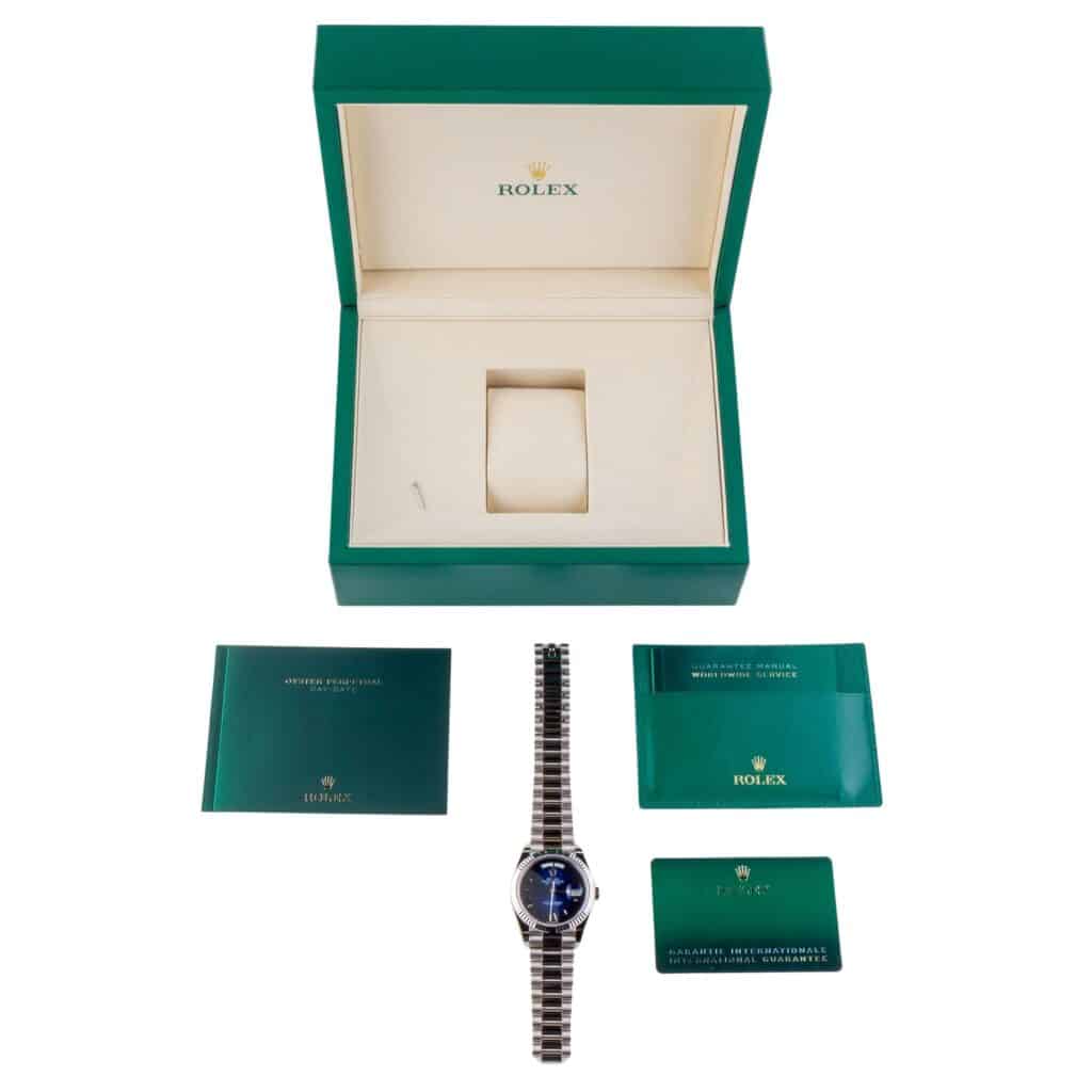 NEW Rolex Day-Date Blue Ombre 228239 2026 (Vollständiger Satz) 15 2E0B4115 1CG 3M Langedyk Vintage Watches