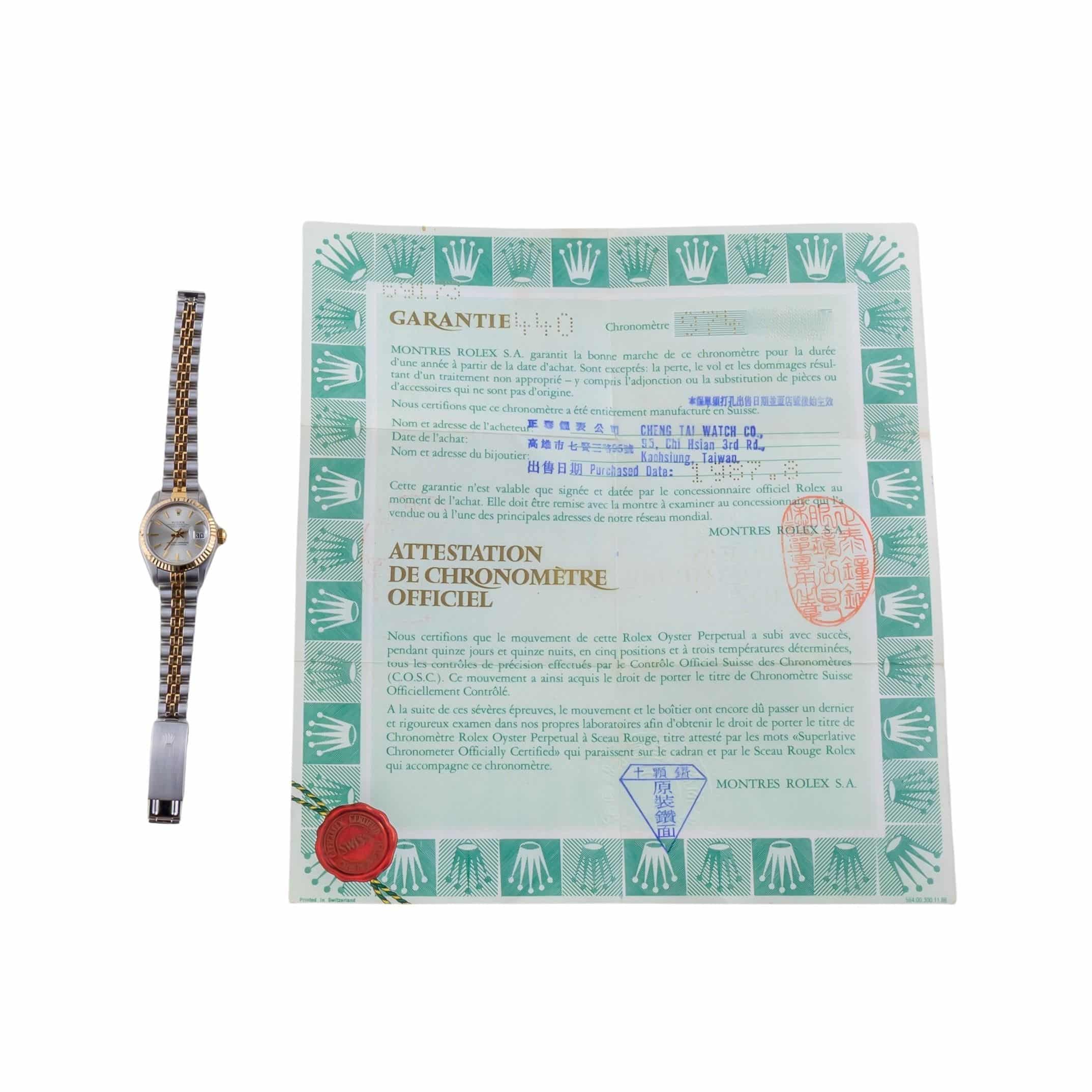 Rolex Lady-Datejust Silver 69173 1987 (Vollständiger Satz) 8 Rolex Lady-Datejust Silver 69173 1987 (Vollständiger Satz) – Bild 8