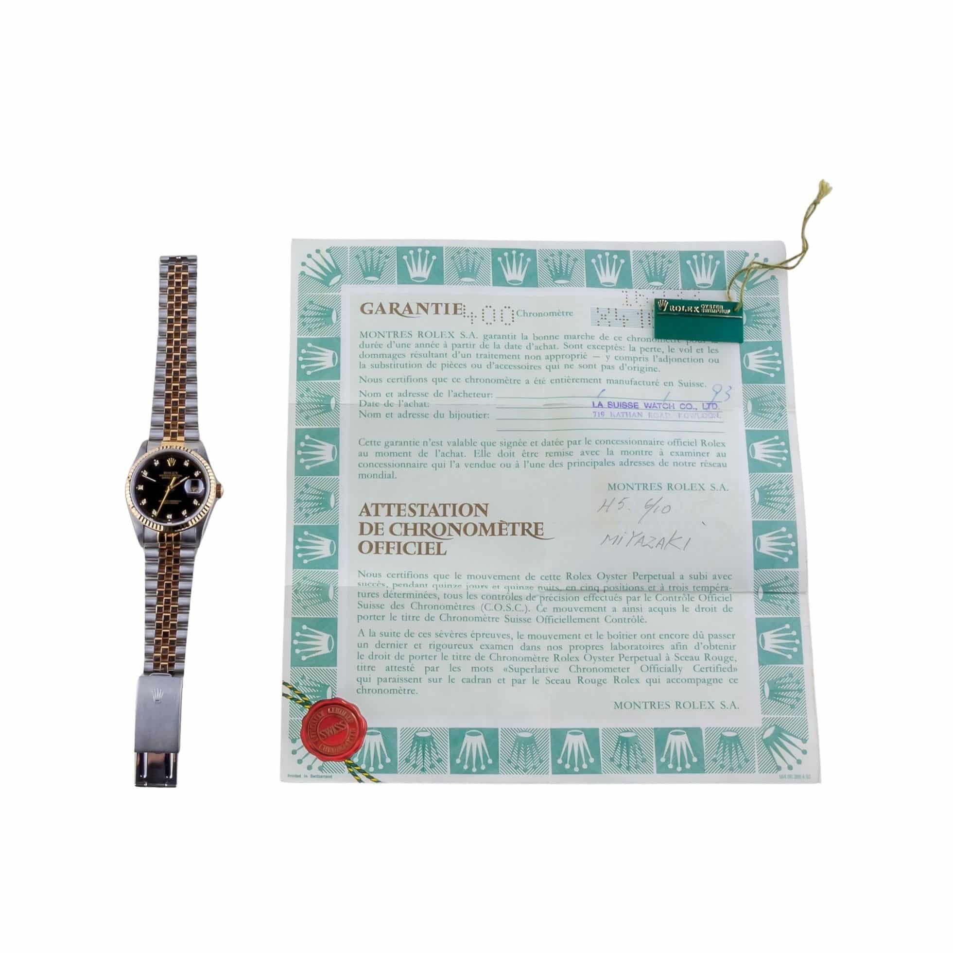 Rolex Oyster Perpetual Datejust Black Diamond 16233 1991 (Vollständiger Satz) 8 Rolex Oyster Perpetual Datejust Black Diamond 16233 1991 (Vollständiger Satz) – Bild 8