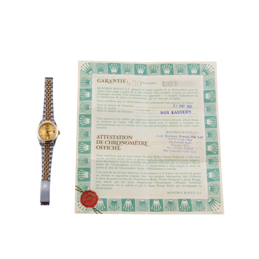 Rolex Oyster Perpetual Lady-Datejust Champagne Tapestry 68273 1989 (Vollständiger Satz) 15 2E0B4141 1CG 3M Langedyk Vintage Watches